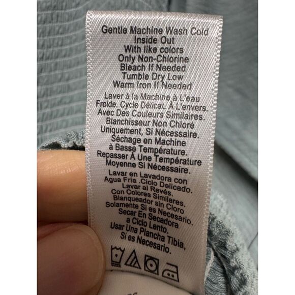 NATION LTD Iona Smocked Long Sleeve Blouse Top Dusty Blue, Sz L - Picture 8 of 9